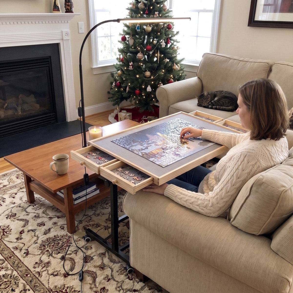 Couchside Rolling Puzzle Table
